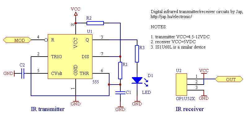 Infrared circuits for remote control by Jap